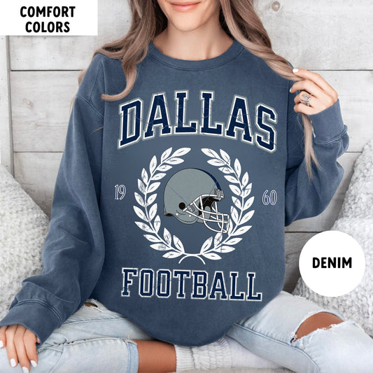 Dallas Football Sweatshirt - Vintage Dallas Cowboys Fan Crewneck Shirt