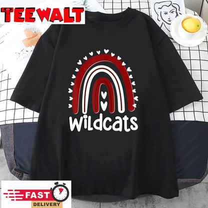 Wildcats School Hearts Rainbow Wildcat Sports Spirit Team T-Shirt