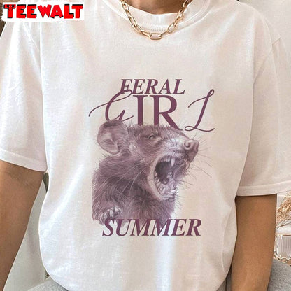 Feral Girl Summer Limited Shirt, Cool Design Western Crewneck Long Sleeve