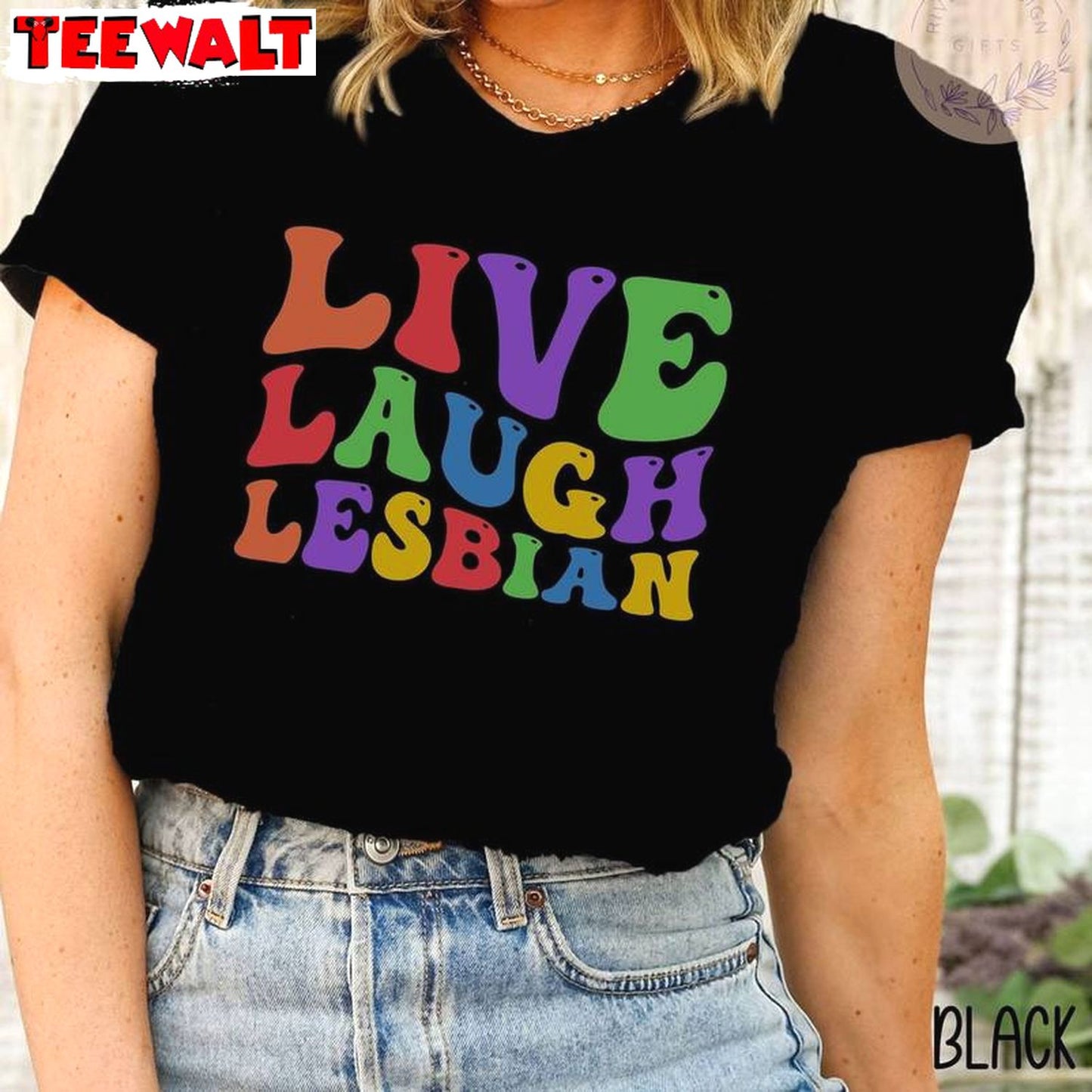 Live Laugh Lesbian Trendy Shirt, Fantastic Lgbtq Support Groovy Sweater