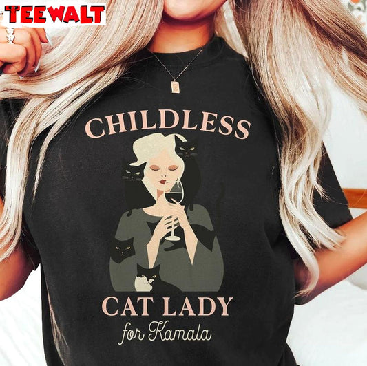 Retro Childless Cat Lady Shirt, For Kamala Crewneck Sweatshirt