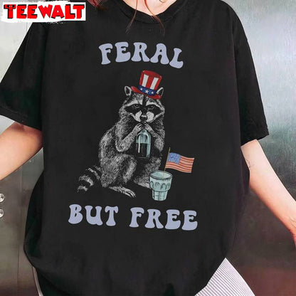 Cute Independence Day Crewneck, Trendy Feral But Free