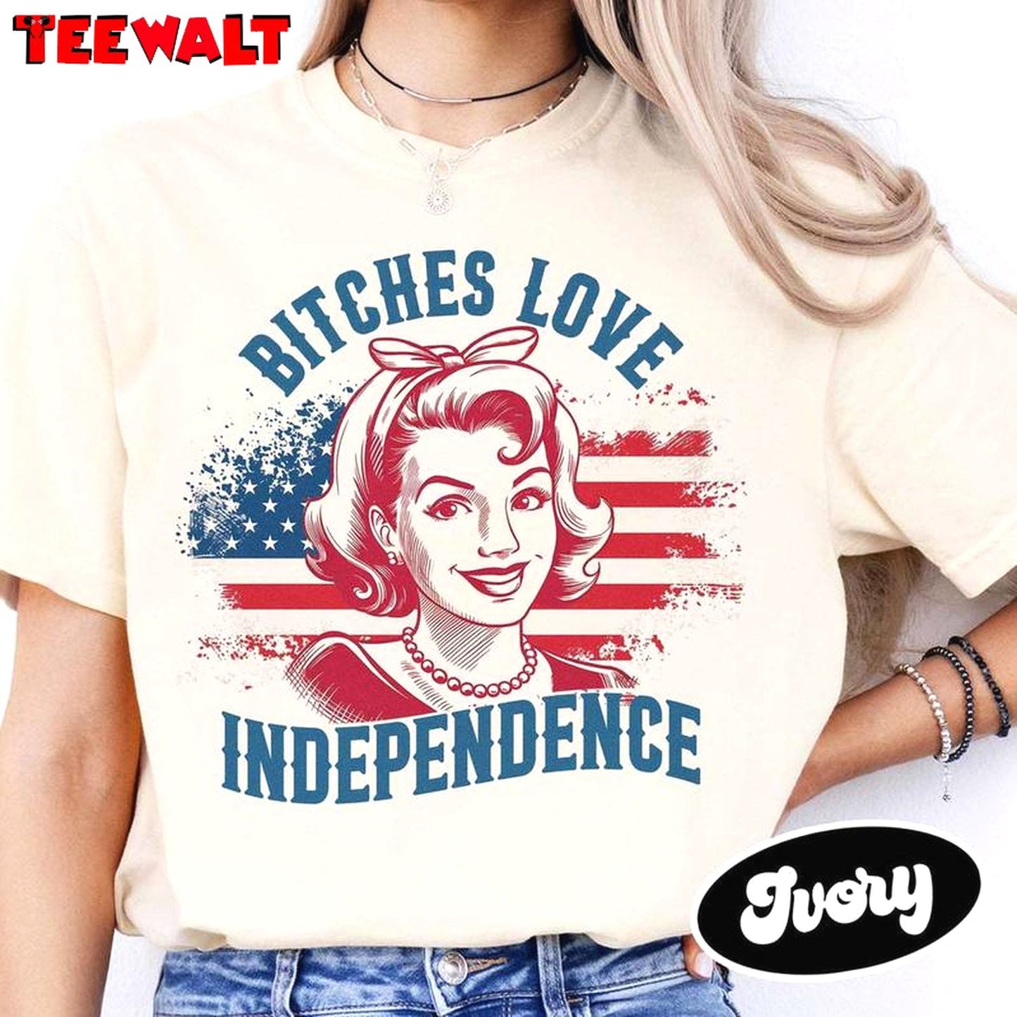 Creative Bitches Love Independence Shirt, Independence Day Memorial Tee Tops Sweater