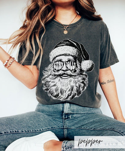 Stay Jolly Santa Retro Christmas Tee