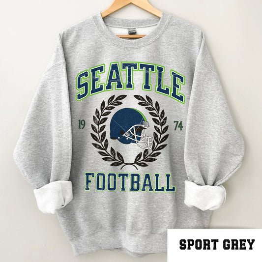 Seattle Football Sweatshirt, Vintage Seahawks Crewneck, Retro Gift Idea