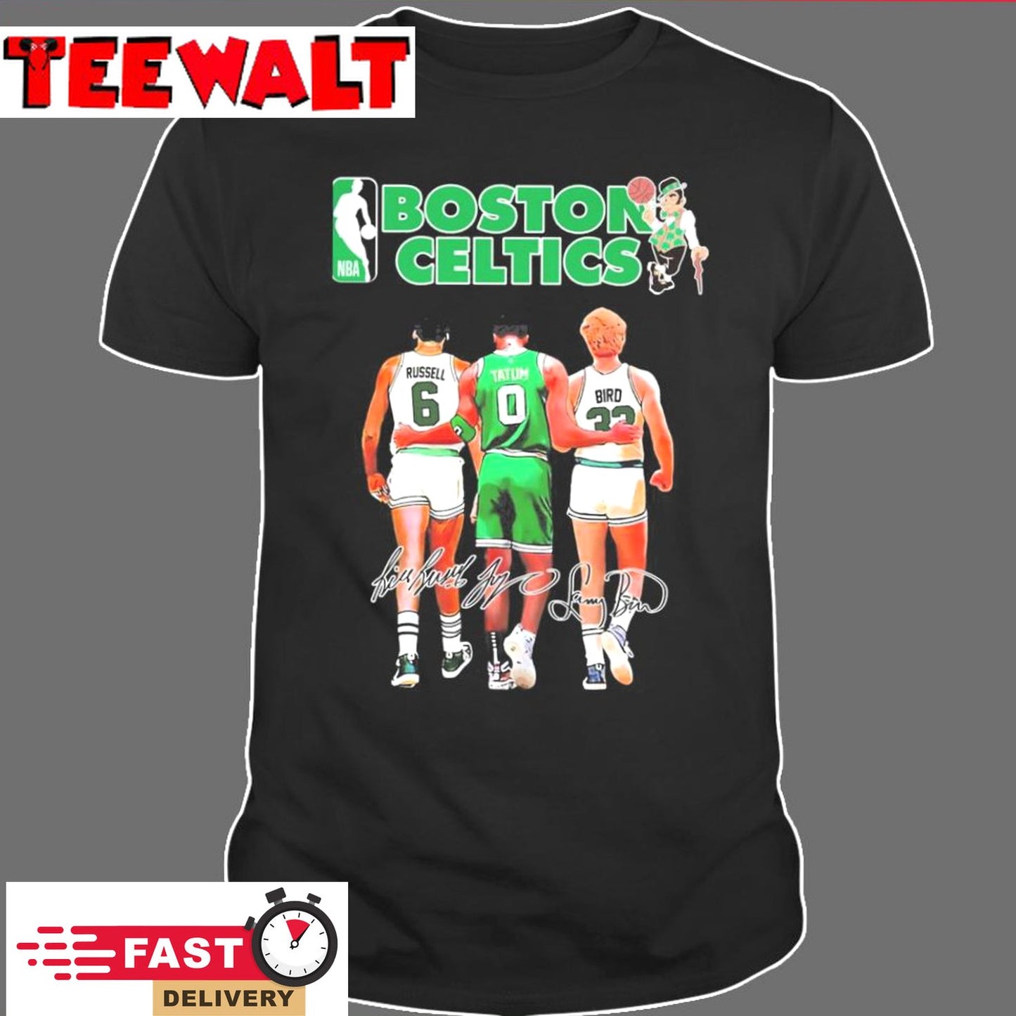 Champion Bill Russell Jayson Tatum And Larry Bird Signatures Shirt