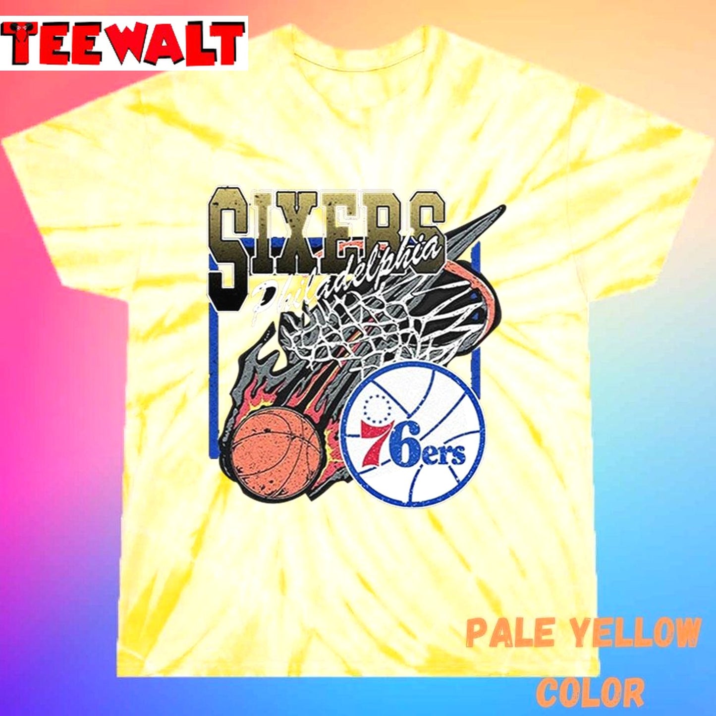 Vintage 90s Nba Philadelphia 76ers Logo Fanmade Unisex Tie Dye Tee