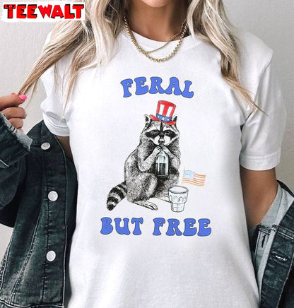 Cute Independence Day Crewneck, Trendy Feral But Free