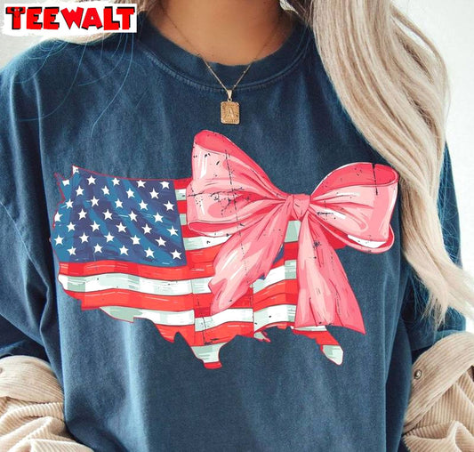 4th Of July Trendy Shirt, Coquette American Flag Hoodie