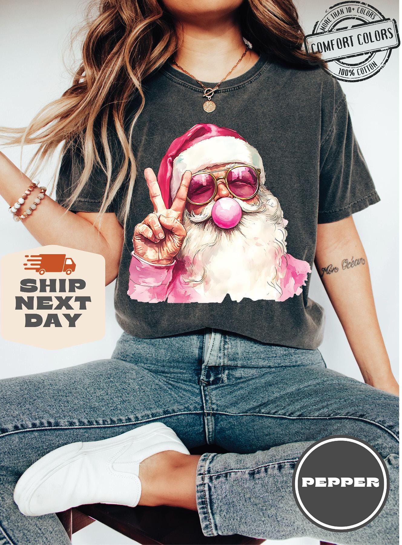 Funny Retro Santa With Sunglasses Tee