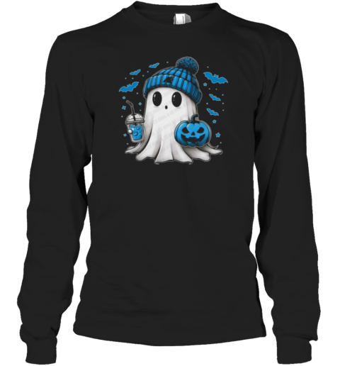 Halloween Carolina Panthers NFL Football Fan Ghost With Pumpkin T-Shirt