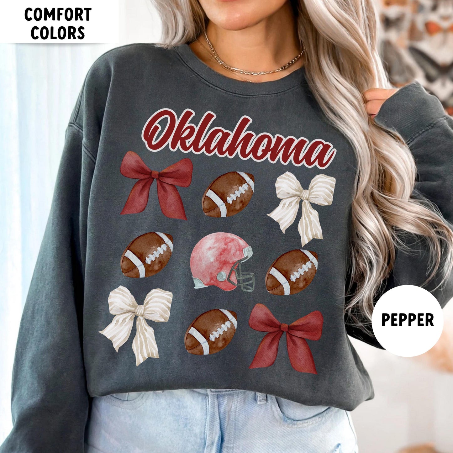 Comfort Colors Oklahoma Football Sweatshirt College Game Day Shirt