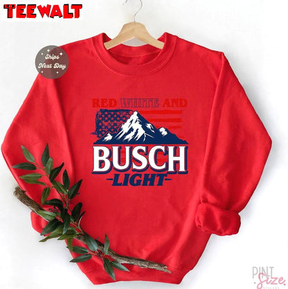 Vintage Red White And Busch Light Shirt, Groovy 4th Of July Party Sweater Hoodie