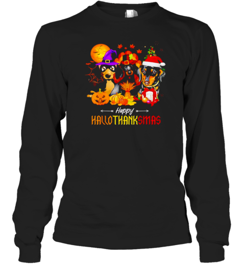 Dachshund Happy Hallothanksmas T-Shirt