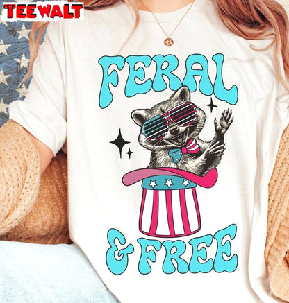 Comfort Feral But Free Shirt, Funny Raccoon Long Sleeve Tee Tops