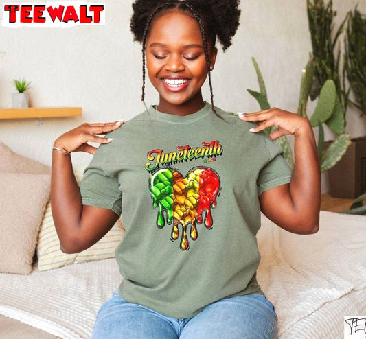 Juneteenth Heart Shirt , African American Freedom Long Sleeve Crewneck Sweatshirt