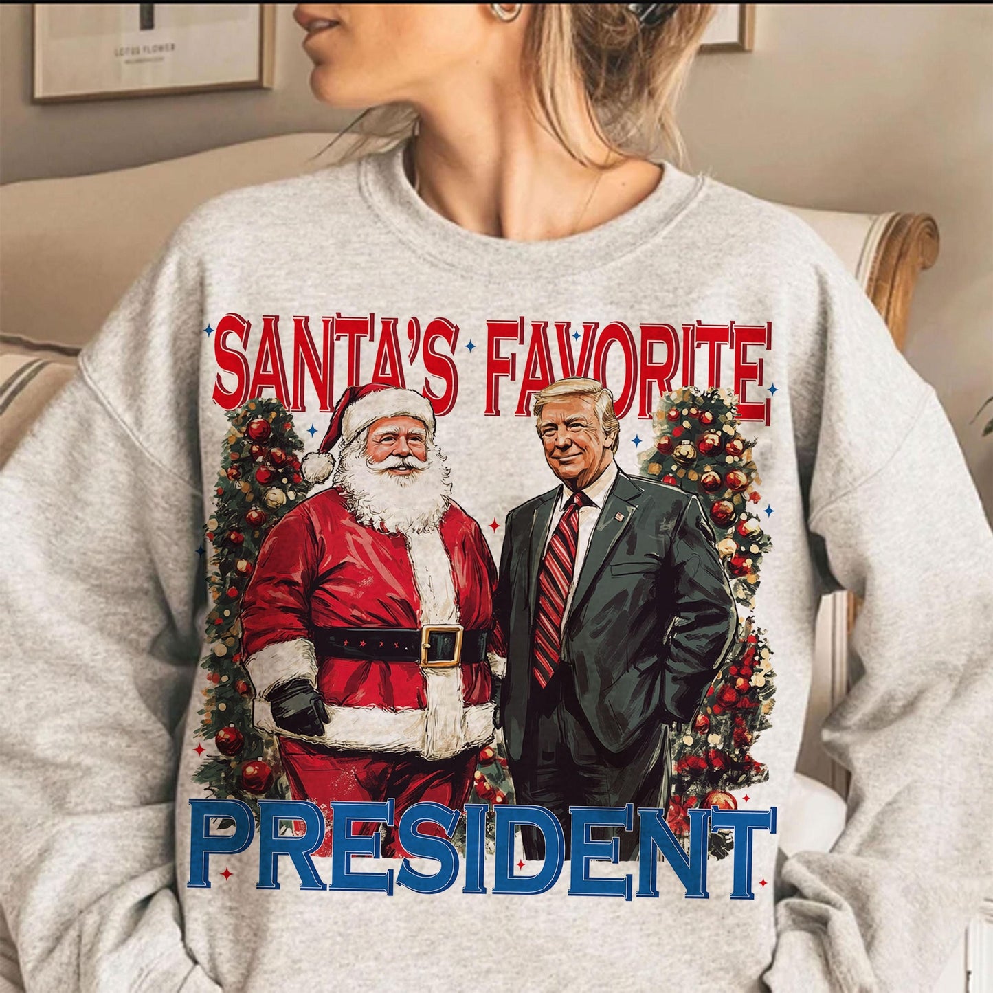 Santa'S Favorite President Christmas T-Shirt Design Clipart