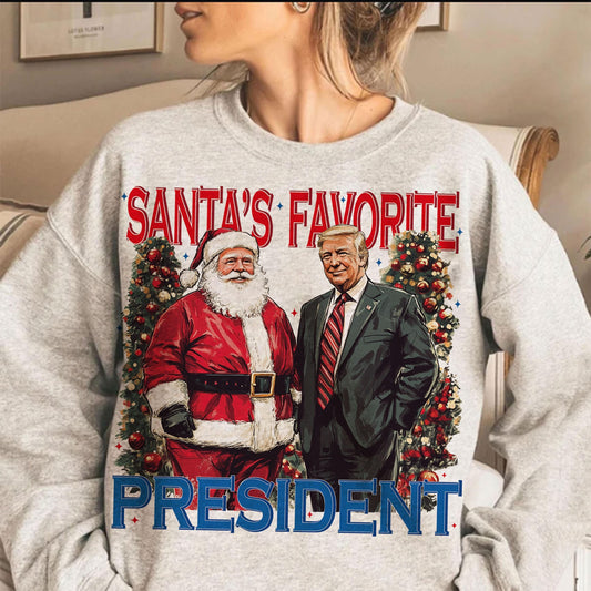 Santa'S Favorite President Christmas T-Shirt Design Clipart