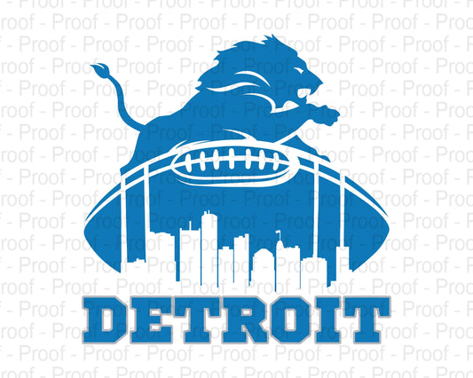 Detroit Football Sports Design With Skyline For Cutting