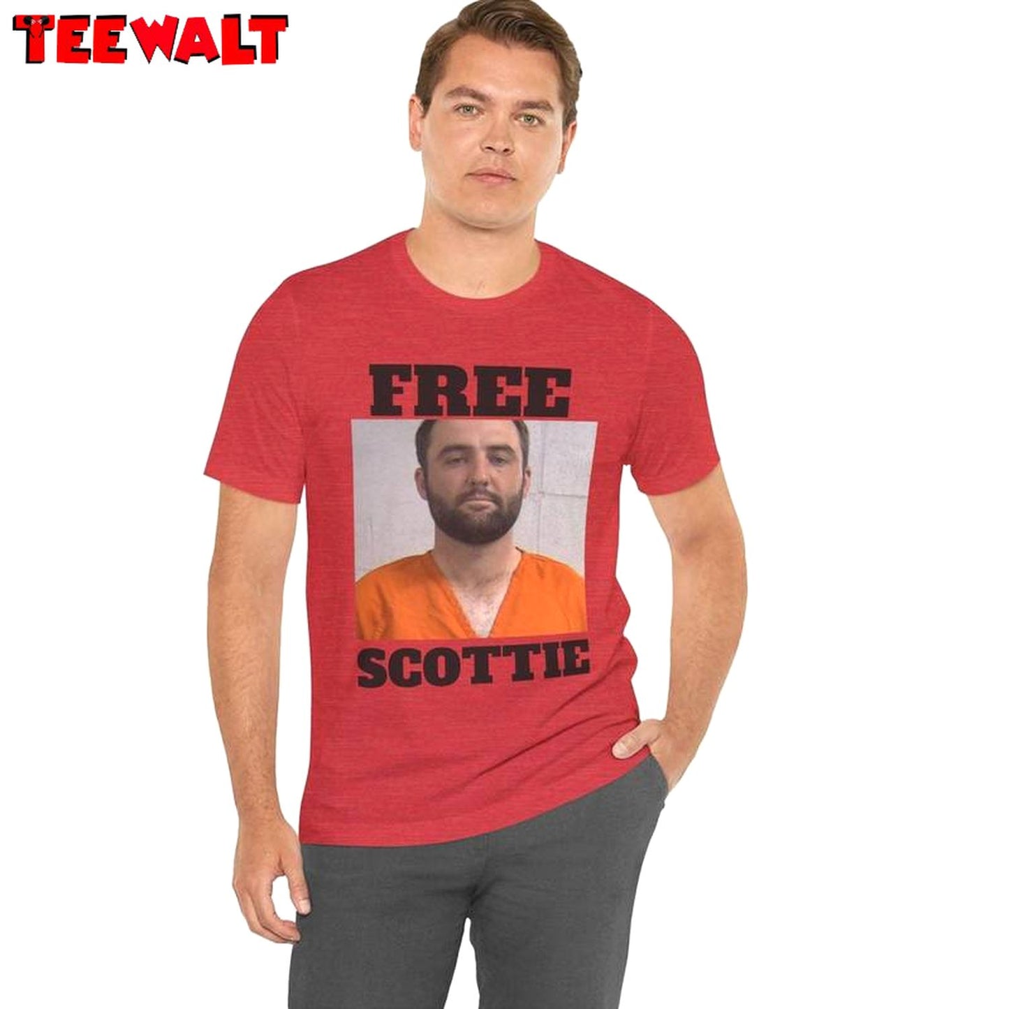 New Rare Free Scottie Shirt, Funny Scottie Mugshot Crewneck Long Sleeve