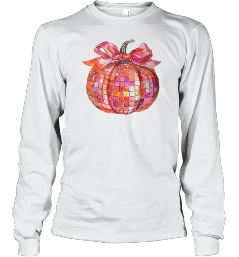 Cute Coquette Bow Disco Pumpkin Fall Autumn Halloween T-Shirt