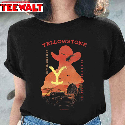 Yellowstone Sunset Cowboy Silhouette Unisex T-Shirt