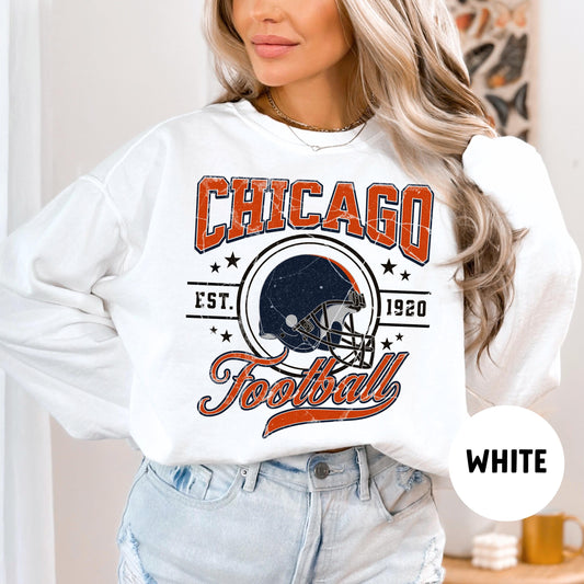 Chicago Football Sweatshirt - Bear Crewneck Retro Gift For Football Fans