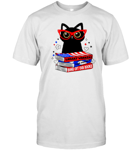 Cat Library Workers For Harris Bans Off Our Books T-Shirt