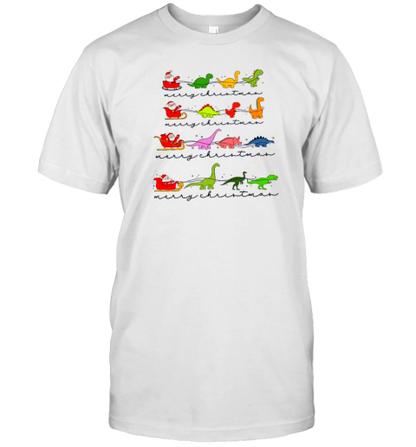 Dinosaur Chirstmas Tree Teacher T-Shirt