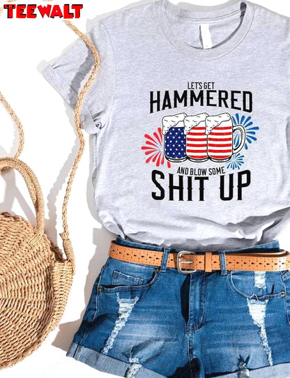 Drunk And Patriotic Unisex Hoodie, Lets Get Hammered And Blow Some Shit Up