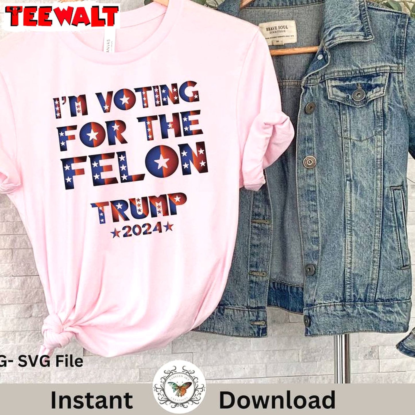 I'm Voting For The Felon Groovy Shirt, Trendy Trump 2024 Crewneck Long Sleeve