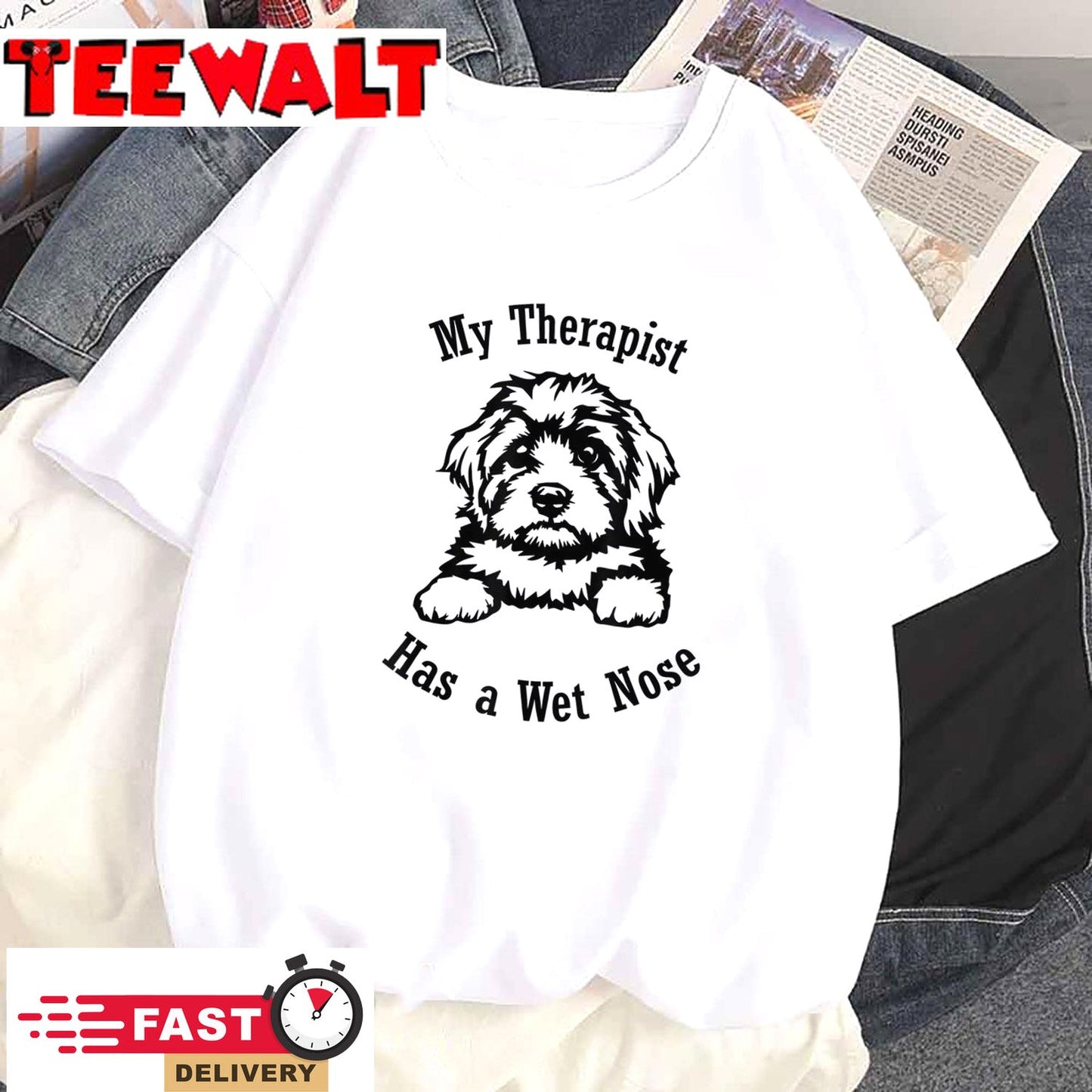 Cavapoo dog mom My Therapist has a Wet Nose T-Shirt