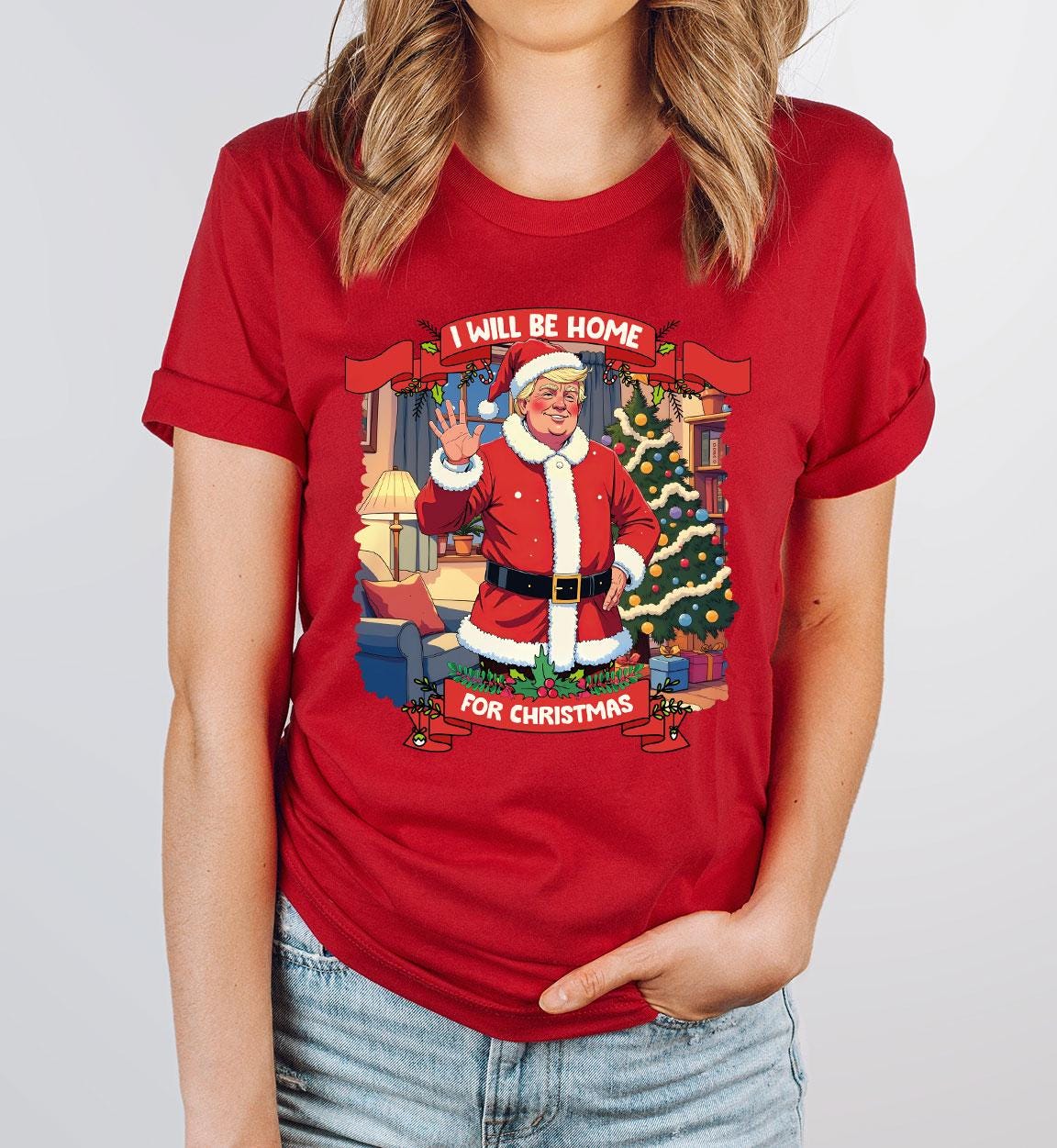 Trump Santa Homecoming Us Flag Tee