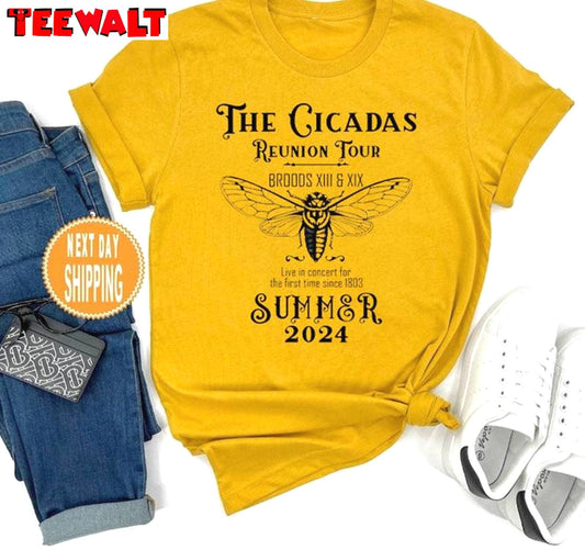 2024 Bug Humor Goblincore Insect Sweatshirt , Groovy Cicada Comeback Tour Shirt Sweater