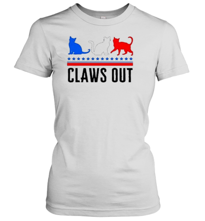 Claws Out Kamala Harris Cat Lady 2024 Feminine Women Voting T-Shirt