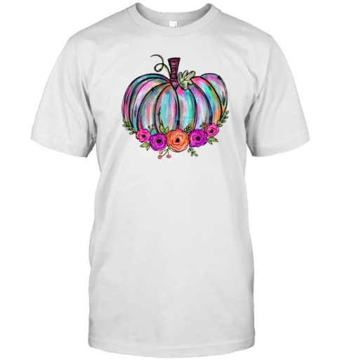 Colorful Pumpkin Watercolor Pumpkin Teacher T-Shirt