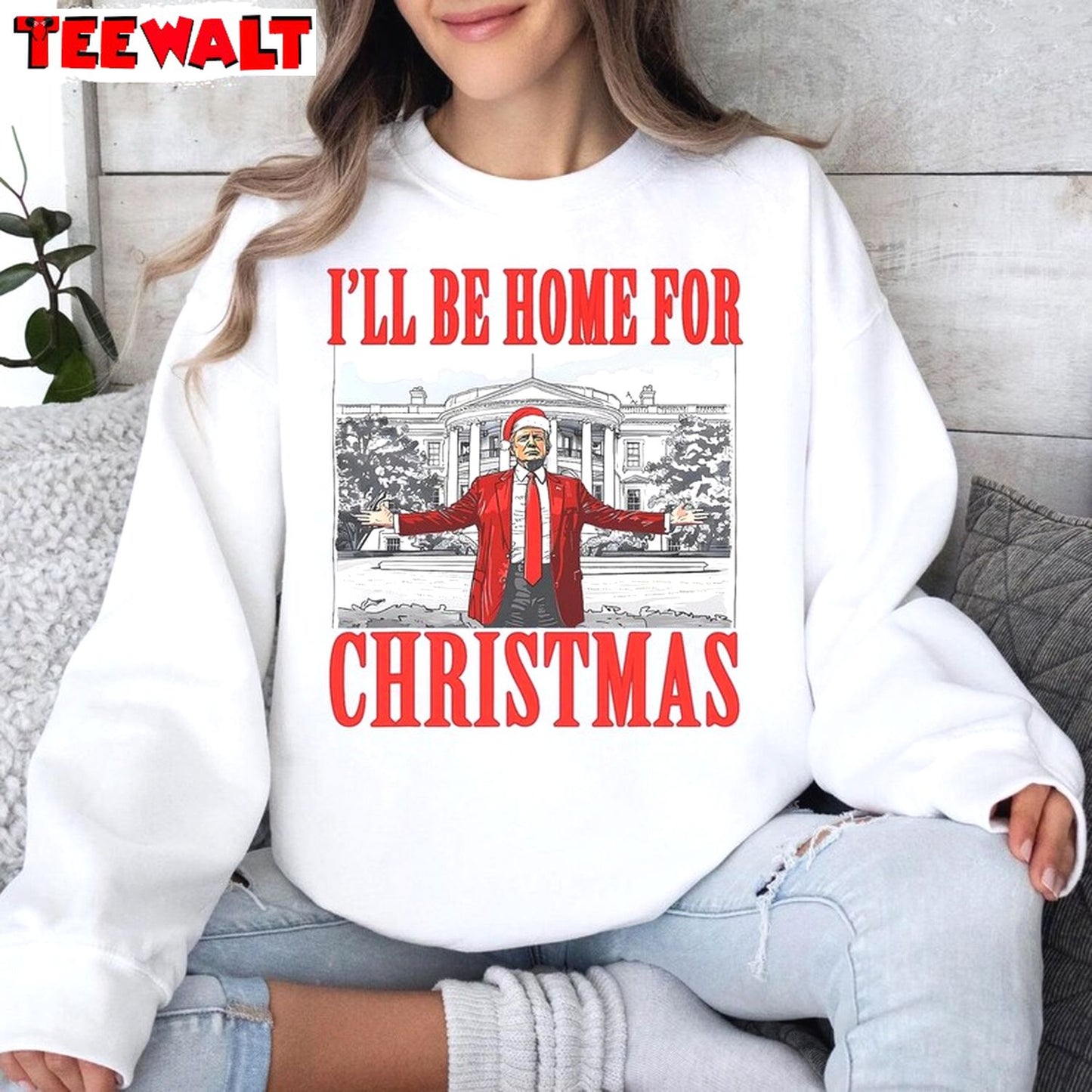 Trump I Ll Be Home For Christmas Sweatshirt, Humorous Trump Shirt