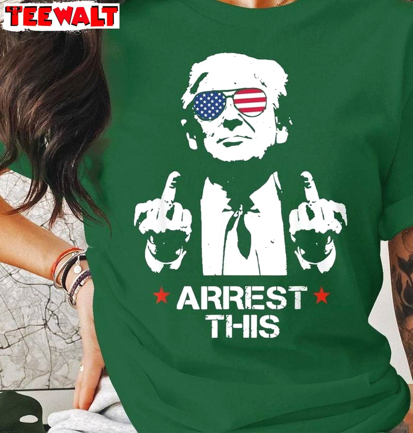 Arrest This Comfort Shirt, Usa Flag Sunglasses Inspirational T Shirt Short Sleeve