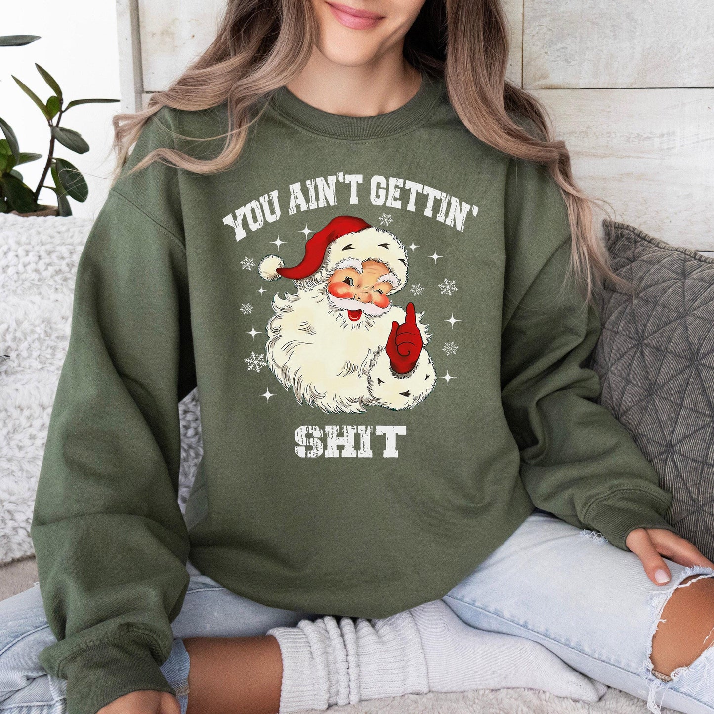 You Ain’T Getting Funny Christmas Santa Claus Holiday Tee