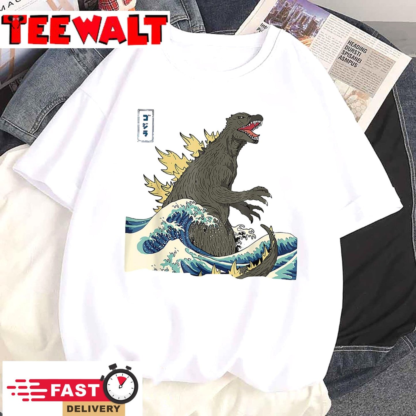 THE GREAT MONSTER OFF KANAGAWA TeamGodzilla Wave Poster T-Shirt