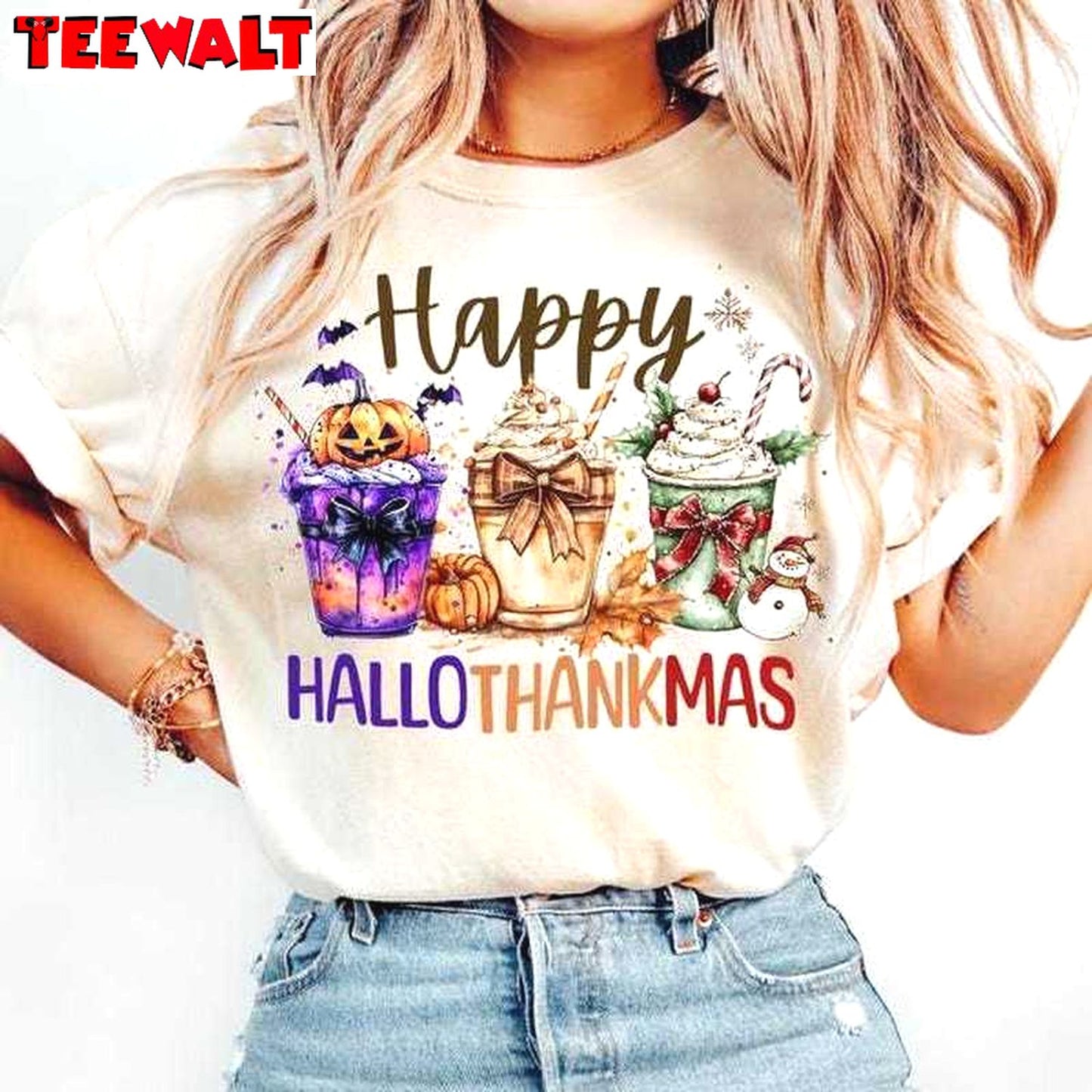 Hallothankmas Coquette Bow Shirt, Drinks Shirt Holiday, For Family