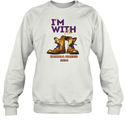 I&#39M With Her Kamala Harris 2024 Gold And Purple Boots T-Shirt