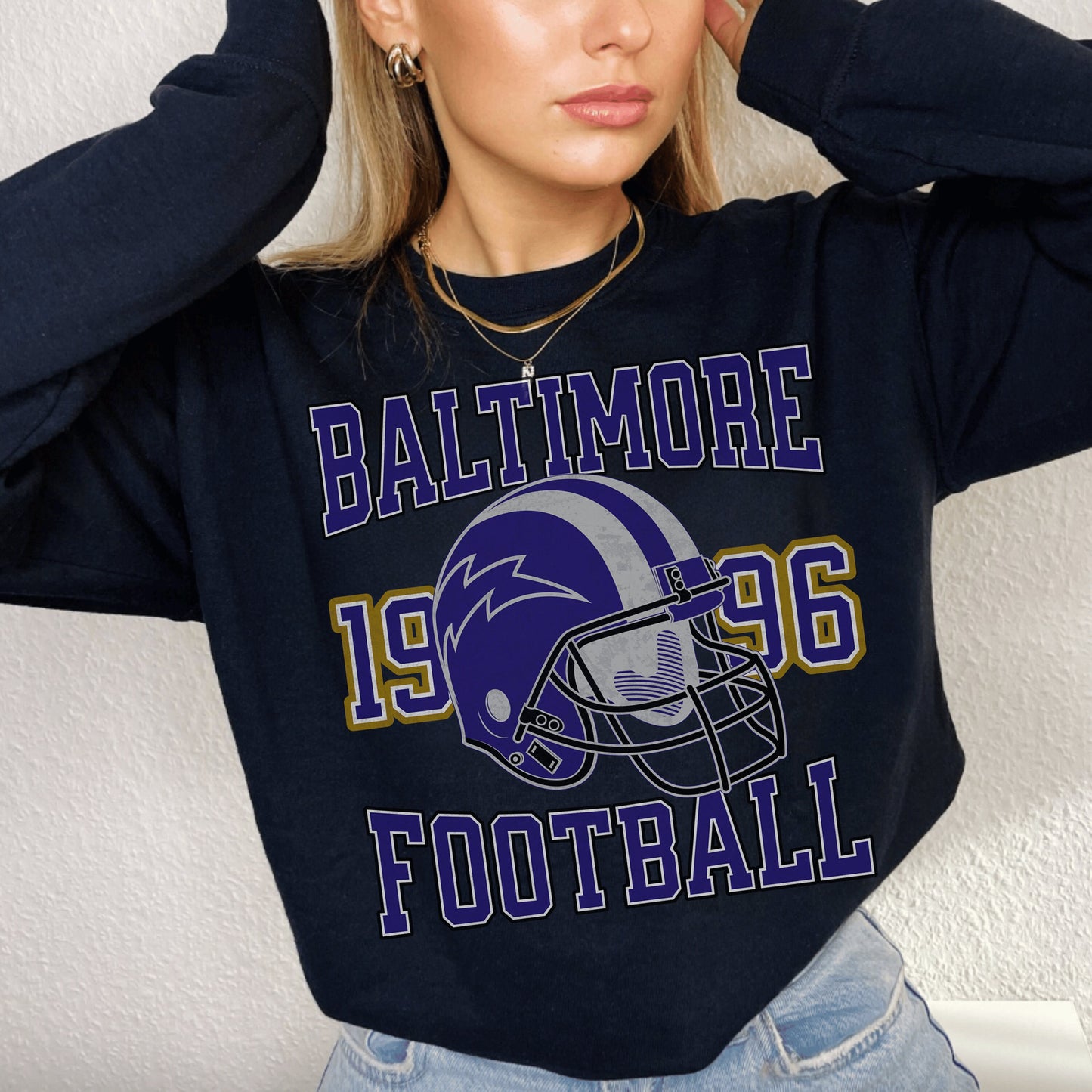 Baltimore Football Sweatshirt - Vintage Raven Crewneck Retro Football Shirt