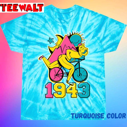 Trippy Psychedelic Bicycle Ride 1940s Unisex Tie Dye Tee