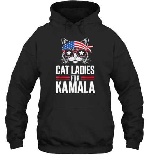 Cat Ladies For Kamala Harris Funny Cat 2024 President T-Shirt