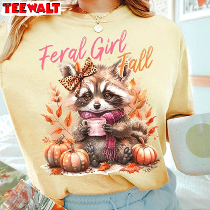 Must Have Feral Girl Autumn Shirt, Cool Design Halloween Short Sleeve Crewneck