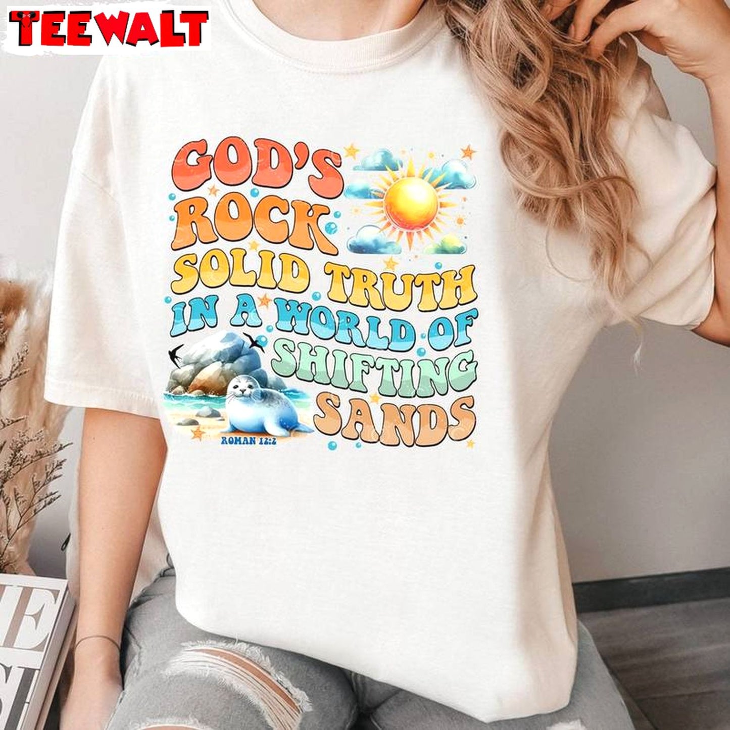 God's Rock Solid Summer Camp Sweatshirt , Cool Design Breaker Rock Beach