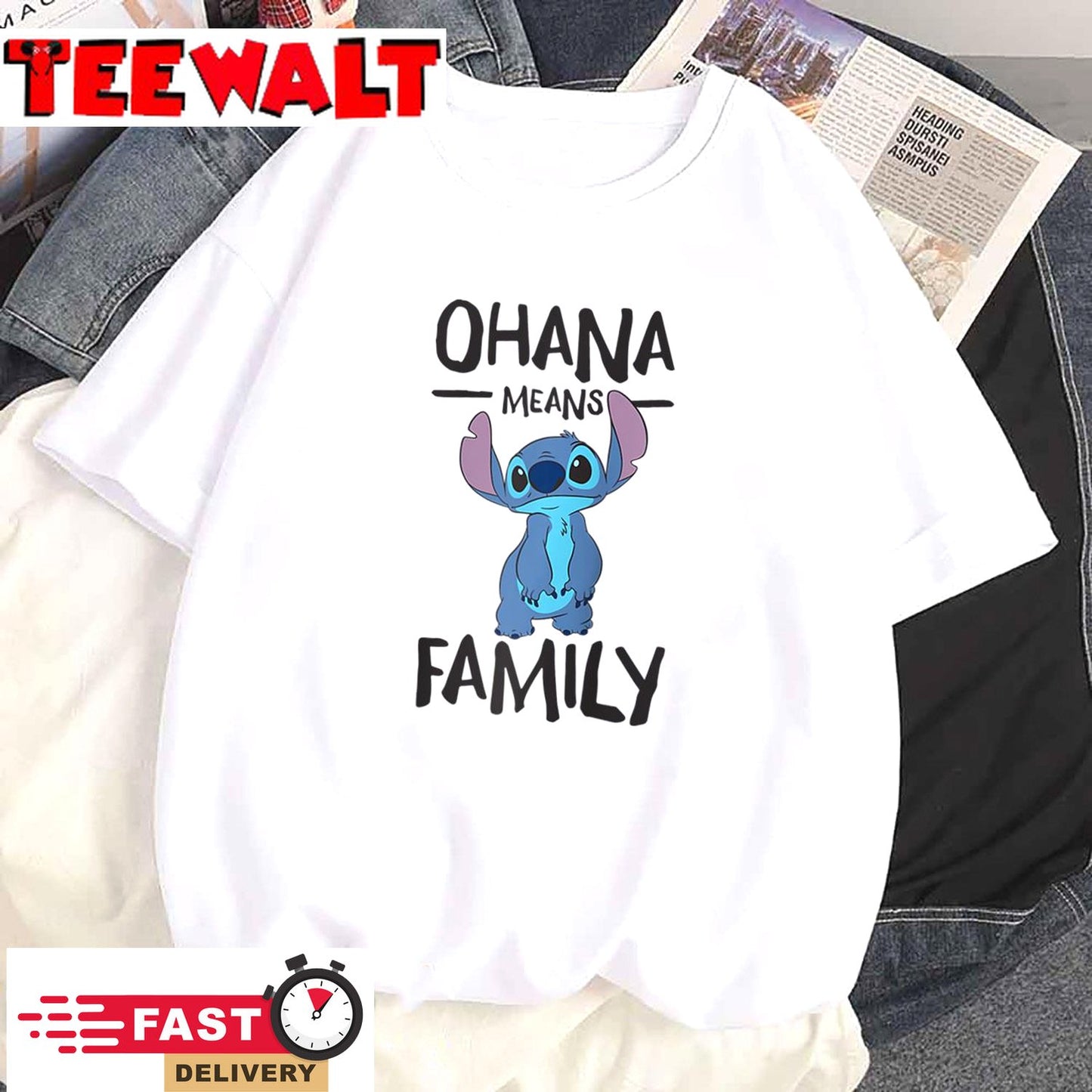 Disney Stitch Ohana Means Family Raglan Baseball T Shirt