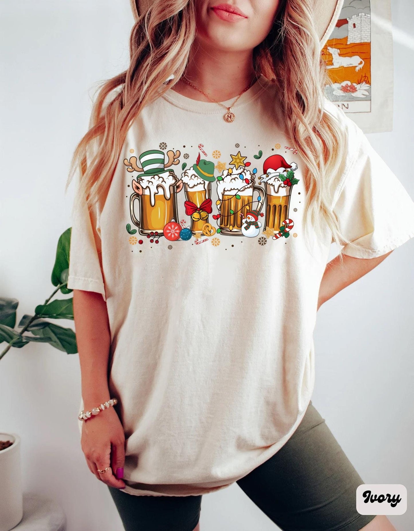 Merry Christmas Beers Comfort Colors Tee