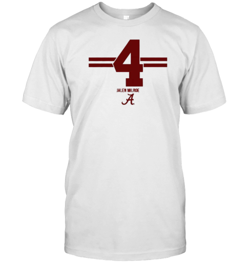 Alabama Football Jalen Milroe 4 Stripe Number And Name T-Shirt